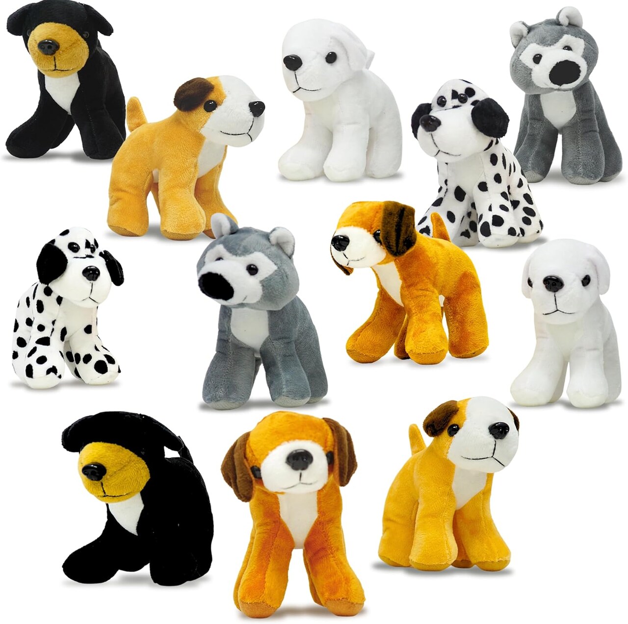 4E's Novelty 12 Pack Dalmatians Stuffed Animals - Stuffed Dalmatian Dog Plush, Dalmatian Dog Toy for Kids